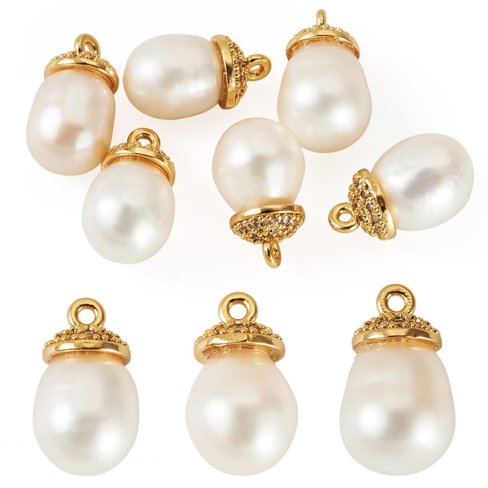 6833 6pcs Natural Pearl Charms Irregular Round Oval Cultured Freshwater